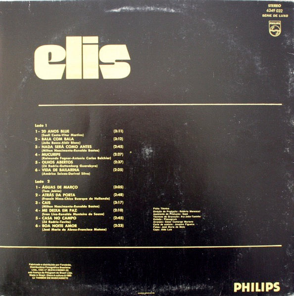 Image of Back Cover of LP - VG/VG - ELIS REGINA, Elis (Philips; 6349 032, Brazil Reissue, Gatefold), , - 2316392C