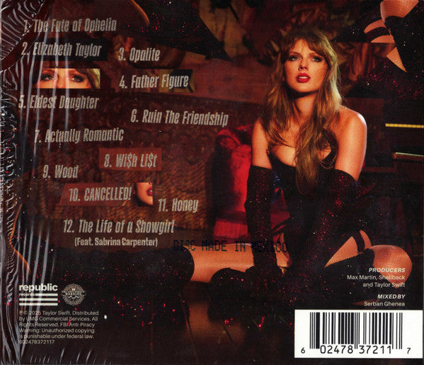 Image of Back Cover of CD - EX/M - TAYLOR SWIFT, The Life Of A Showgirl (Republic Records; 602478372117, US 2025, Box Set, Limited Edition, Cards, Silvertone Bracelet), , - 2336218E