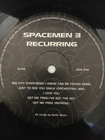 Image of Label Cover of LP - G/VG+ - SPACEMEN 3, Recurring (Superior Viaduct; SV152, US 2018, Inner & 2 Inserts), Heavy creasing to sleeve and tears along opening. A few light marks on record. , - 2326324E