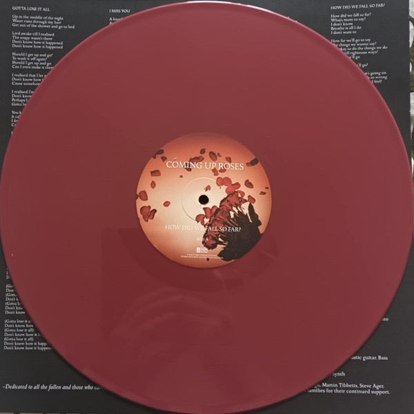 Image of Back Cover of LP - EX/VG+ - COMING UP ROSES, How Did We Fall So Far? (INH Records; INH 003 LP, UK & Europe 2025, Inner, Cherry Cola Red Vinyl), Still In Opened Shrinkwrap With Hype Sticker, - 2316534C