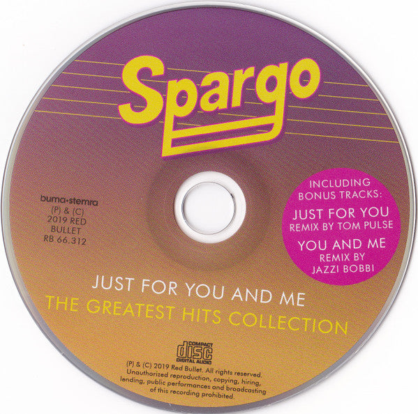 Image of Label Cover of CD - EX/EX - SPARGO, Just For You And Me - The Greatest Hits Collection (Red Bullet; RB 66.312, Netherlands 2019, Jewel Case), , - 2336010E