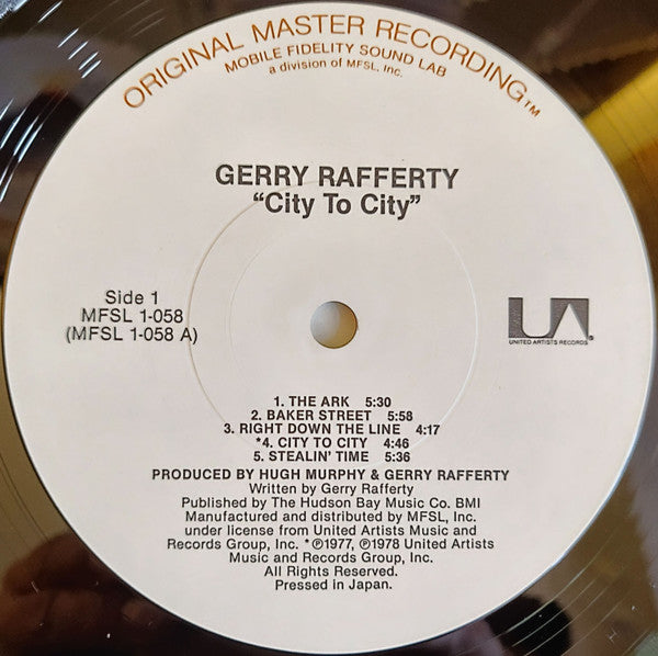 Image of Label Cover of LP - VG+/VG+ - GERRY RAFFERTY, City To City (Mobile Fidelity Sound Lab; MFSL 1-058, US 1981 Reissue, Inserts, Half-Speed Mastered- Audiophile LP), , - 2426037E
