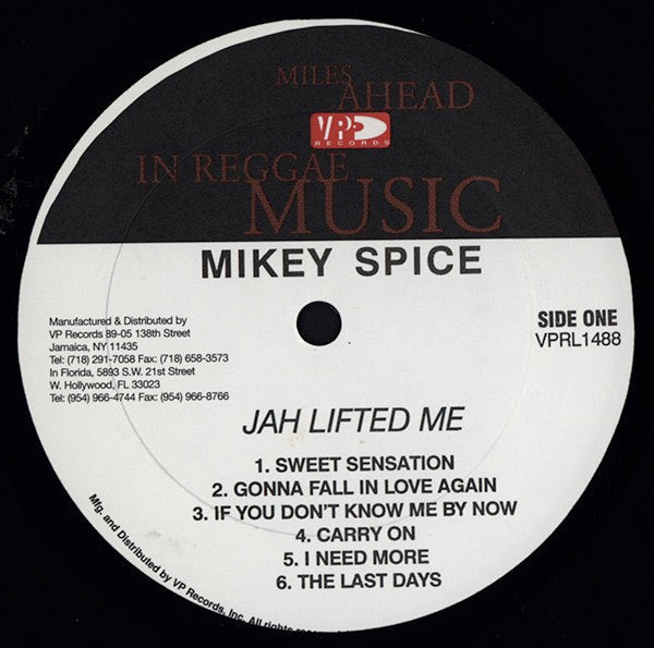 Image of Label Cover of LP - VG/VG - MIKEY SPICE, Jah Lifted Me (VP Records; VPRL 1488, US 1997), Light wear only, clean player. Light wear on sleeve., - 2416123C