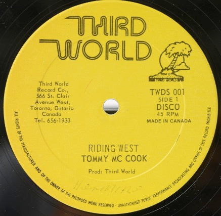 Image of Label Cover of 12" - VG/VG+ - TOMMY MCCOOK, Riding West (Third World; TWDS 001, Canada 1978, Picture Sleeve), , - 2416127C