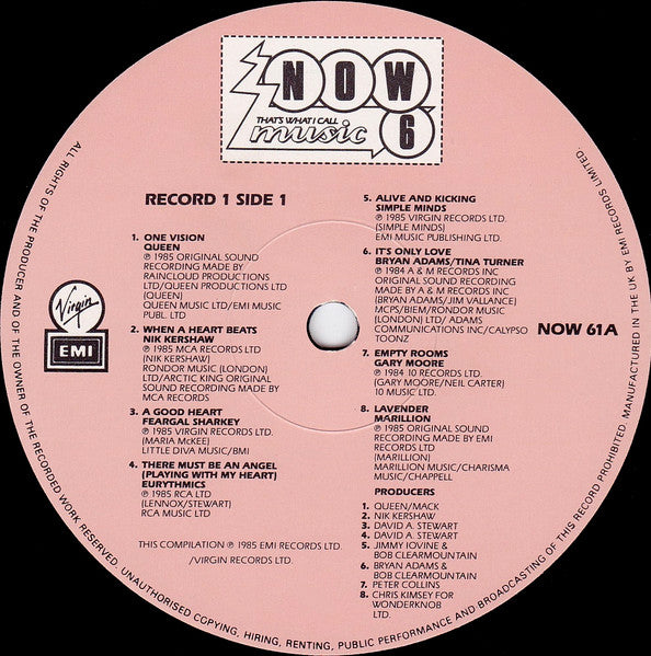 Image of Label Cover of 2xLP - VG/VG - VARIOUS, Now That's What I Call Music 6 (Virgin EMI; NOW 6, UK 1985, Gatefold, 2 Now Inners, EMI Pressing, Correct Track 3 Publisher Credit), , - 2416070C