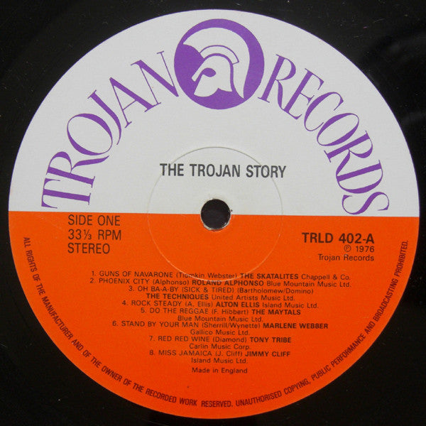 Image of Label Cover of 2xLP - VG+/VG - VARIOUS ARTISTS, The Trojan Story (Trojan Records; TRLD 402, UK 1987 Reissue, Gatefold), Ripped shrink-wrap on sleeve; sticker under plastic on reverse, - 3316424C
