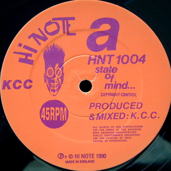 Image of Label Cover of 12" - VG+/VG+ - K.C.C., State Of Mind... (Hi Note; HNT 1004, UK 1990), Writings on label, - 2446142S