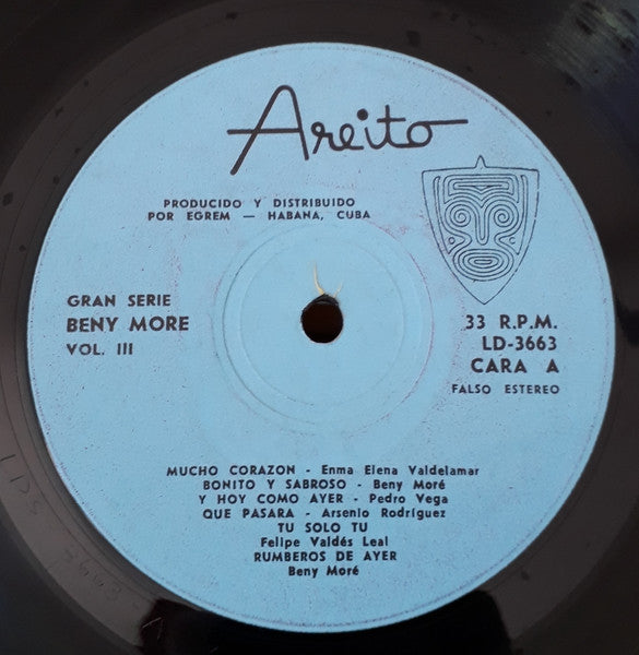 Image of Label Cover of LP - VG/EX - BENY MOR , Sonero Mayor Vol. III (Areito; LD-3663, Cuba 1982), Ringwear on sleeve. Evidence of previous price sticker., - 2426086E