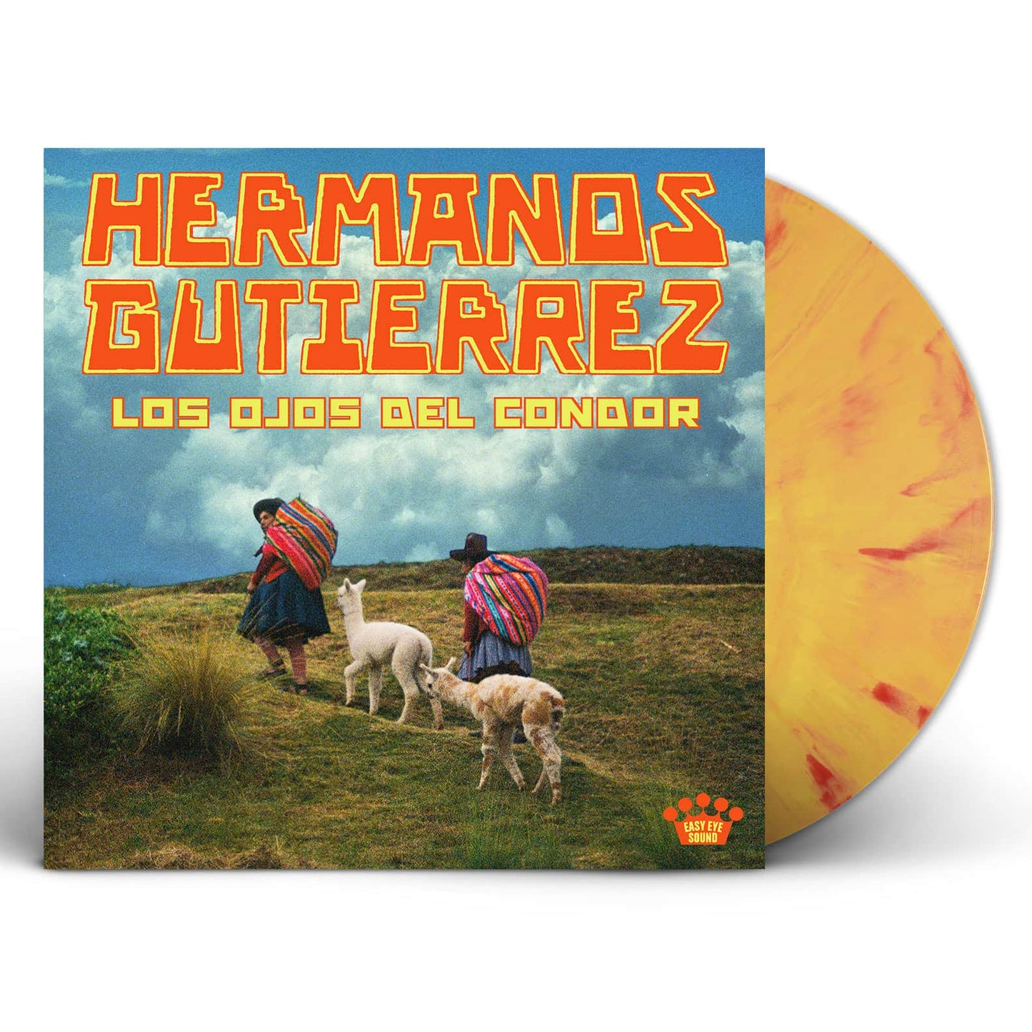 Image of Back Cover of LP - NEW/NEW - HERMANOS GUTIÉRREZ, Los Ojos Del Cóndor (Concord; 7279516, UK 2026, Solar Flare Colour), , Hermanos Gutiérrez presents a new world of sound on their latest album Los Ojos del Cóndor, leaving behind the cosmos for the coastal mist of Lima, Peru, where the brothers’ lineage takes root. On their third collaboration with Easy Eye Sound, Alejandro and Estevan Gutiérrez craft an odyssey through lush musical soundscapes, trading the wide-open canyons of the American West for t
