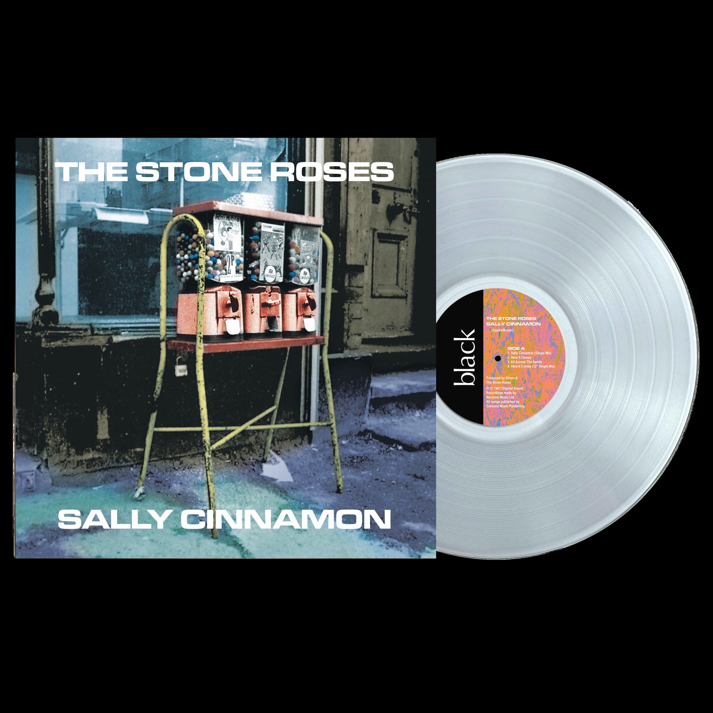 Image of Front Cover of LP - NEW/NEW - THE STONE ROSES, Sally Cinnamon (Black Records; 5016681737116, Europe 2026 Reissue, Ultra Clear Vinyl), , Recognised as the first release to showcase the distinctive sound that would become synonymous with The Stone Roses, Sally Cinnamon remains a pivotal moment in the band s early catalogue. This EP brings together the 12 single mix, the full collection of B-sides, and additional live recordings, presenting these tracks in a definitive configuration for collectors an