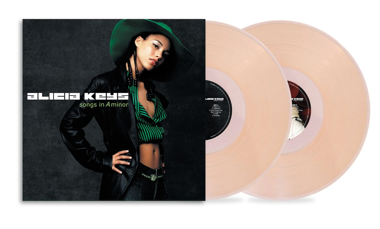 Image of Front Cover of 2xLP - NEW/NEW - ALICIA KEYS, Songs In A Minor (25th Anniversary Edition) (RCA; 19958456881, Europe 2026 Reissue, Gatefold, ‘Vin+Rose’ Indie Exclusive 2LP ), , ‘Songs in A Minor (25th Anniversary Edition)’ features the classic, 5 time Grammy winning debut album augmented with two bonus tracks from the original album recording sessions: “Foolish Heart” and “Crazy (Mi Corazon),”. This limited quantity 2LP set spreads the 18 total tracks across four sides, all pressed on crystal clear v