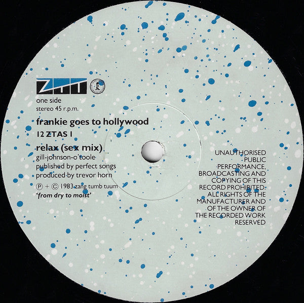 Image of Label Cover of 12" - VG/VG - FRANKIE GOES TO HOLLYWOOD, Relax (ZTT; 12 ZTAS 1, UK 1983, Two Bodies Sleeve With Island Logo On Rear, A4 U/B3 U 3rd Press. "U.S. Mix" (7:20) Not "Sex Mix" Stated On Labels), , - 2416512C