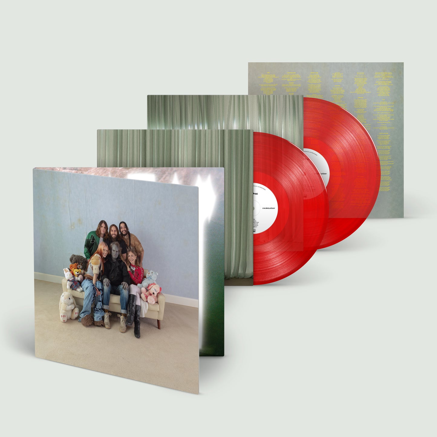 Image of Back Cover of 2xLP - NEW/NEW - WET LEG, moisturizer (deluxe) (Domino; WIGLP530X2, UK 2026 Reissue, Transparent Red Vinyl), , moisturizer, the ripping second album by Wet Leg is fast approaching its first anniversary. To celebrate, the Isle of Wight five-piece have announced moisturizer (deluxe), an expanded set that includes remixes from horsegiirL, The Dare and FDC DJs (aka Carlos O'Connell and Tom Coll of Fontaines D.C.); three songs previously unreleased on streaming comprising “hi from me” whic