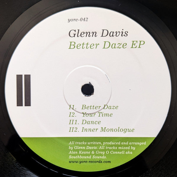 Image of Back Cover of 12" EP - /VG - GLENN DAVIS, Better Daze EP (Yore Records; yore-042, Germany 2022), , - 2416538C