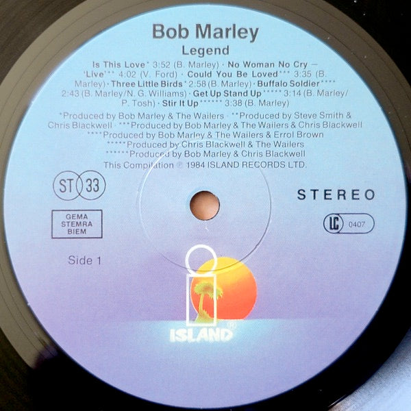 Image of Label Cover of LP - G+/G - BOB MARLEY & THE WAILERS, Legend - The Best Of Bob Marley And The Wailers (Island Records; 5303052, Europe 2020 Reissue, 180 Gram Vinyl), Lots of superficial marks, plays through ok. Sleeve intact but with quite a bit of storage wear., - 2516154C