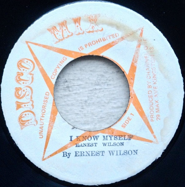 Image of Front Cover of 7" - /VG - ERNEST WILSON, I Know Myself (Disco Mix; , Jamaica 1977), Light marks only, plays VG+ or better. There is a large chip on the outer edge, not anywhere near the grooves. SWOL., - 2516175C