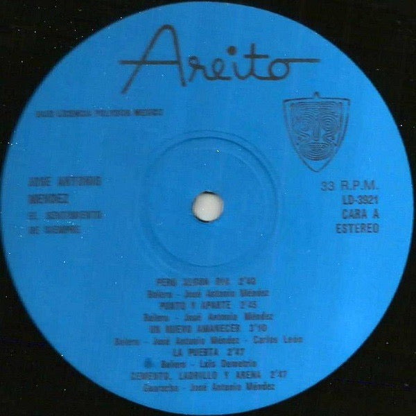 Image of Label Cover of LP - VG/VG - JOS ANTONIO M NDEZ, El Sentimiento De Siempre (Areito; LD-3921, Cuba ), Strong VG to disc., - 2516199C