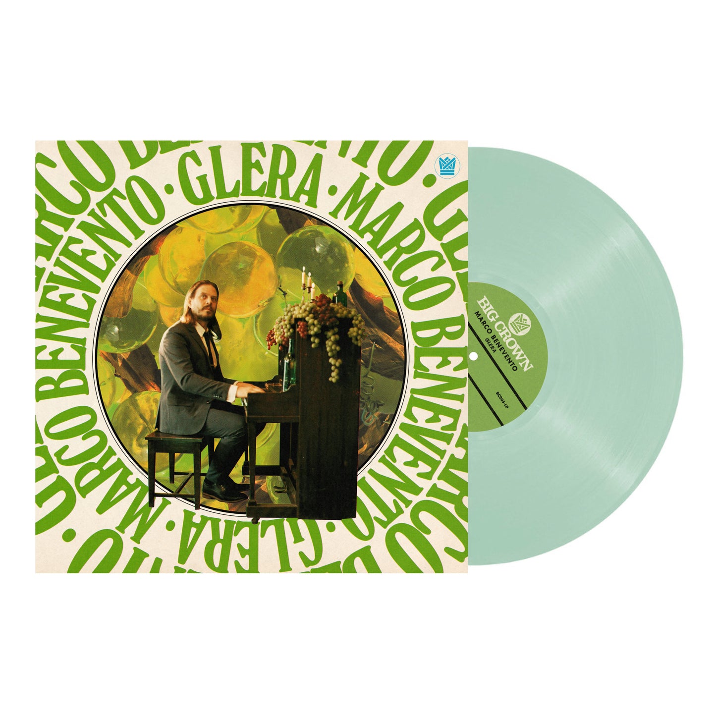 Image of Back Cover of LP - NEW/NEW - MARCO BENEVENTO, Glera (Big Crown Records; BCR205LP-C2, Europe 2026, Coke Bottle Clear Vinyl), , Glera is a genre-bending jazz record that folds in soul and reggae s elastic low end with an open-door sense of possibility. The project began three years ago as a kind of private exercise, with Benevento writing intuitively, inspired by Italian film scores and melody. Over time, those sketches evolved into something broader and more muscular, culminating in the grand majest