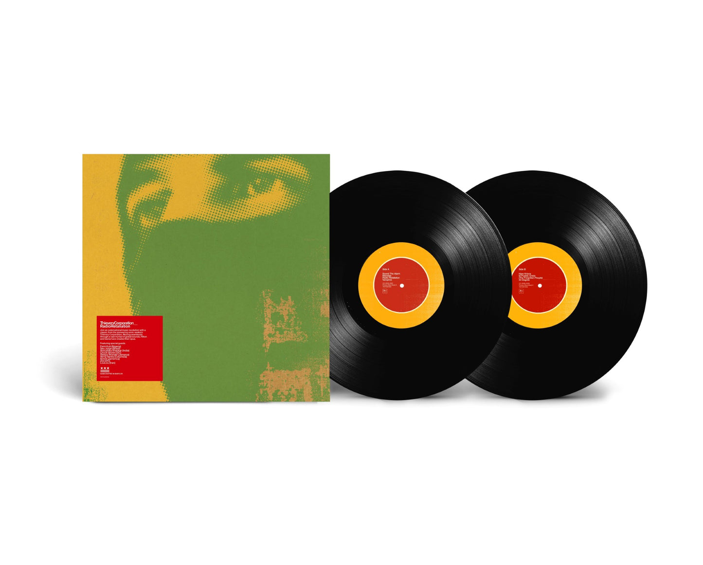 Image of Back Cover of 2xLP - NEW/NEW - THIEVERY CORPORATION, Radio Retaliation (Thievery Corporation; PWM8811, Europe 2026 Reissue, Gatefold, Black Vinyl), , Radio Retaliation is the fifth studio album by Thievery Corporation, originally released in 2008. Featuring guest vocalists and musicians Femi Kuti, Seu Jorge, Anouska Shankar, Sleepy Wonder, LouLou and more. Includes the singles Sweet Tides, (the forgotten people), and Sound The Alarm. This album has not been pressed since 2014. This CD and dou