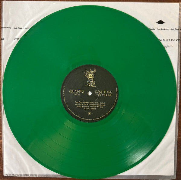 Image of Label Cover of LP - NEW/NEW - DIE SPITZ, Somthing to Consume (Third Man Records; TMR-1036, US 2025, Gatefold, Insert, Limited Green Vinyl), , On their debut album, Something to Consume (due Sept 12 via Third Man Records), Ava Schrobilgen, Chloe De St. Aubin, Ellie Livingston, and Kate Halter fight against the inescapable consumption that surrounds life. There s a political side to it, but addiction and love can also be all-consuming, Livingston says. And as the foursome trade o instruments, swap