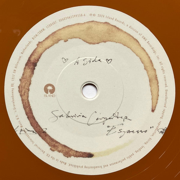 Image of Label Cover of 7" - EX/EX - SABRINA CARPENTER, Espresso (Island Records ; 00602465599558, Worldwide 2024, Picture Sleeve, Brown Vinyl), , - 2526303E