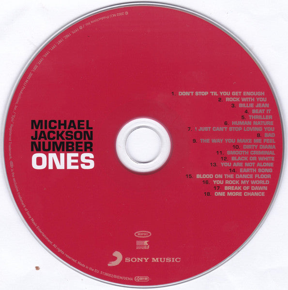 Image of Back Cover of CD - NEW/NEW - MICHAEL JACKSON, Number Ones (Epic; 5138002, Europe 2003, Jewel Case), , - 2536347E