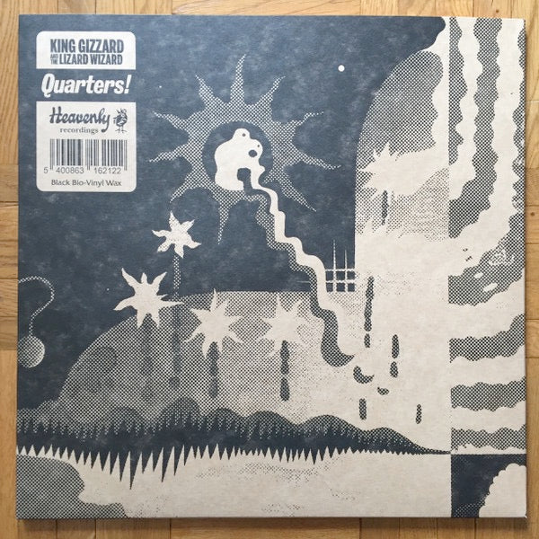Image of Front Cover of LP - NEW/NEW - KING GIZZARD & THE LIZARD WIZARD, Quarters! (Heavenly; HVNLP114X, Europe 2026 Reissue, Kraft Paper Outer Sleeve, Black Petroleum Free Bio Vinyl), , Heavenly are proud to announce limited edition vinyl reissues of classic albums by the mighty King Gizzard and the Lizard Wizard. Each of these albums has been pressed on black bio-vinyl wax, an environmentally friendly alternative to traditional vinyl wax. The sleeves for each album are paper casing, using no glue or plast