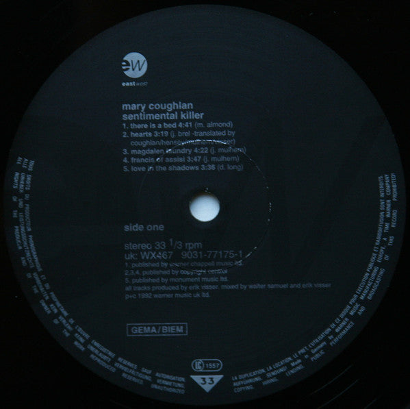 Image of Label Cover of LP - VG+/VG+ - MARY COUGHLAN, Sentimental Killer (EastWest; 9031-77175-1, Germany 1992), , - 2516426C