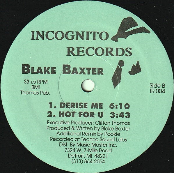 Image of Back Cover of 12" - /G+ - BLAKE BAXTER, Crimes Of The Heart (Incognito Records; IR 004, US 1989, Plain Sleeve, Light Green Labels), Superficial marks only, plays VG., - 3346052S