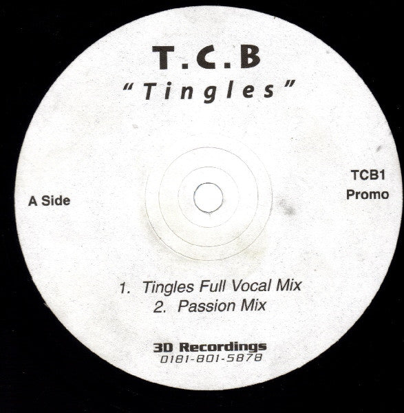 Image of Front Cover of 12" - /G+ - T.C.B, Tingles (3D Recordings; TCB1, UK 1998), , - 2546277S