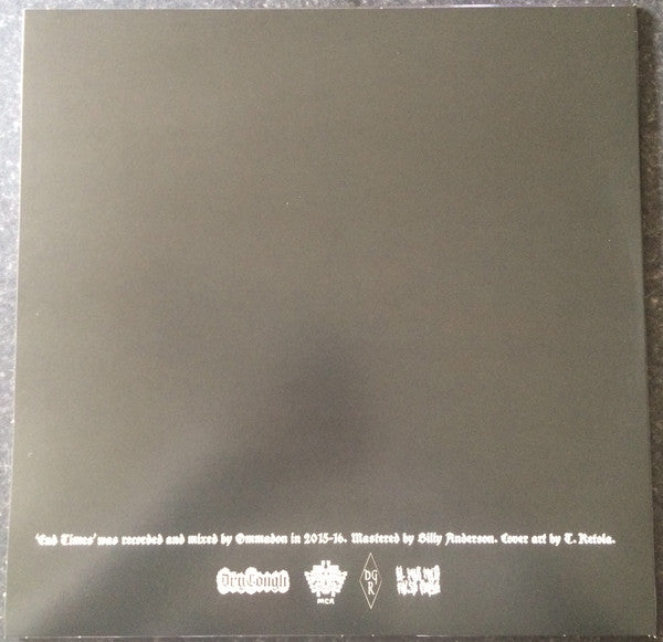 Image of Back Cover of LP - VG/VG+ - OMMADON, End Times (Dry Cough Records; DC31, UK 2018, Stickered Plastic Sleeve), , - 2526447E