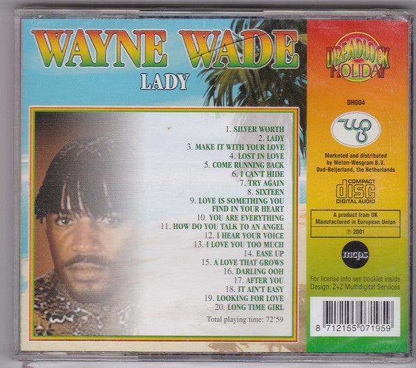 Image of Back Cover of CD - VG+/VG+ - WAYNE WADE, Lady (Dreadlock Holiday; DH004, Netherlands 2001, Jewel Case), , - 2636026E