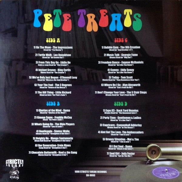 Image of Back Cover of 2xLP - VG/VG - VARIOUS, Pete Treats (Strictly Breaks Records; SB-9803, US 1998, Picture Sleeve), , - 2626040E