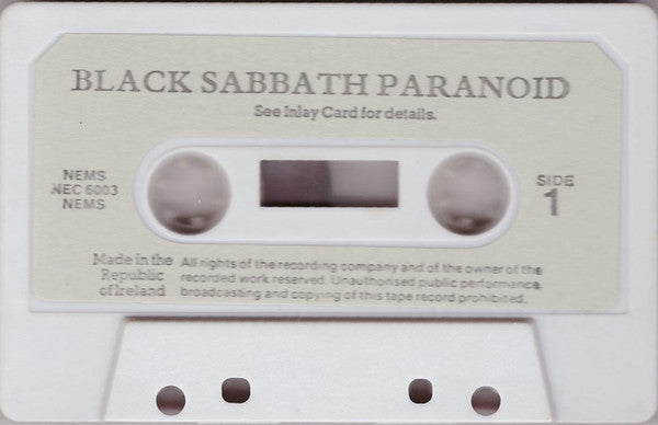 Image of Label Cover of Cassette - VG+/VG+ - BLACK SABBATH, Paranoid (NEMS; NEC 6003, Ireland Reissue), , - 2636050E