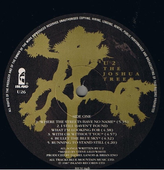 Image of Label Cover of LP - VG/VG - U2, The Joshua Tree (Island Records; U26, Scandinavia 1987, Gatefold, Insert & Company Inner), , - 2616125C