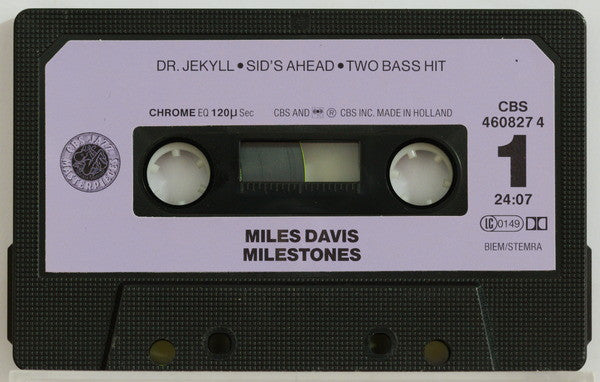 Image of Label Cover of Cassette - VG+/VG+ - MILES DAVIS, Milestones (CBS; CBS 460827 4, Europe 1988 Reissue), , - 2636069E