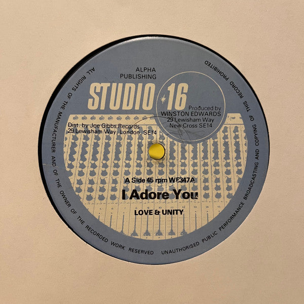 Image of Front Cover of 12" - /G+ - LOVE & UNITY / CAPTAIN DESMOND, I Adore You / Lover In Dance (Studio 16; WE347, UK 1980), Strong G+ with surface marks, plays VG., - 2646112S