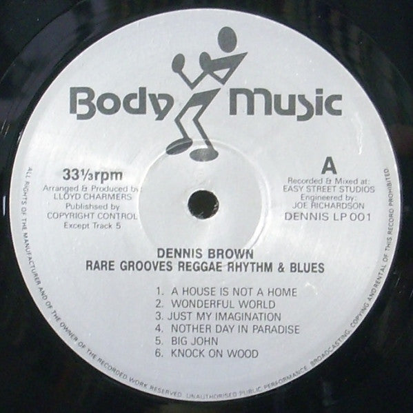 Image of Label Cover of 2xLP - VG/G+ - DENNIS BROWN, Rare Grooves Reggae Rhythm & Blues (Body Music; DENNIS LP 001, UK 1993, Gatefold), Light marks only, plays VG., - 2646142S