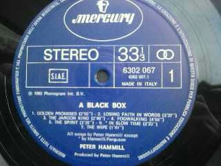 Image of Back Cover of LP - VG/VG+ - PETER HAMMILL, A Black Box (Mercury; 6302 067, Italy 1980, Inner, Van Der Graaf Generator), , - 2616187C