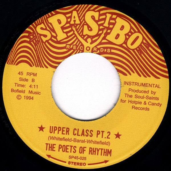 Image of Back Cover of 7" - /VG - THE POETS OF RHYTHM, More Mess On My Thing Pt.2 / Upper Class Pt.2 (Spasibo; SP45-025, 2019), , - 2626159E