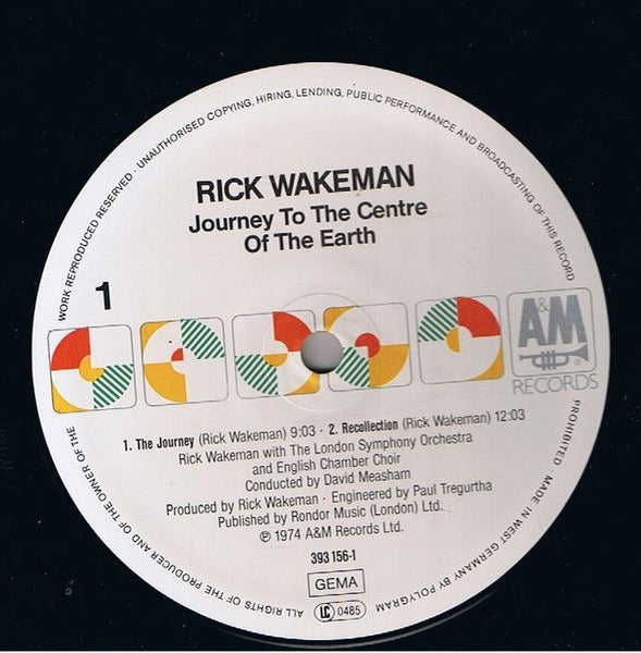 Image of Label Cover of LP - VG+/VG+ - RICK WAKEMAN, Journey To The Centre Of The Earth (A&M Records; 393 156-1, Germany 1980s Reissue), , - 2616265C