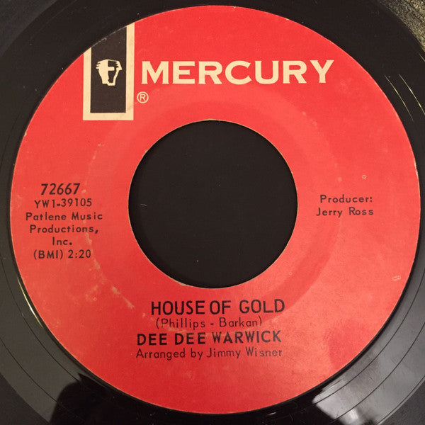 Image of Back Cover of 7" - /VG - DEE DEE WARWICK, When Love Slips Away / When Love Slips Away (Mercury; 72667, US 1967), Marks on disc. Plays well. Label damage(more so on A Side)., - 2626180E