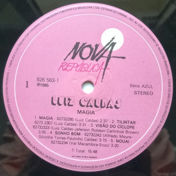 Image of Label Cover of LP - VG/VG+ - LUIZ CALDAS, Magia (Nova Rep blica; 826 583-1, Brazil 1985), Sleeve has some areas of wear and creasing, - 2616343C
