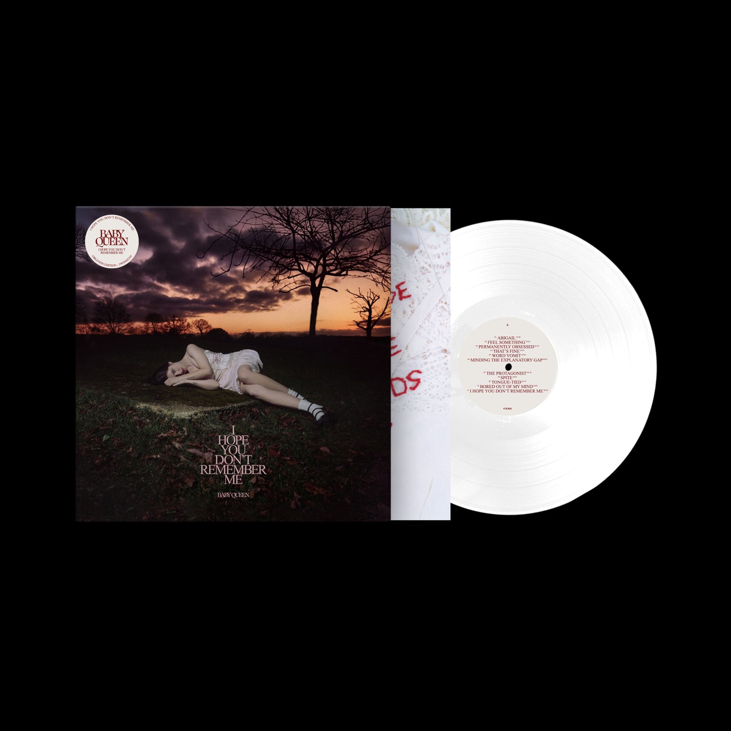 Image of Back Cover of LP - NEW/NEW - BABY QUEEN, I Hope You Don't Remember Me (Sony Music; 19958442191, UK 2026, Inner, Clear & White Marble Effect Vinyl), , - 945927C