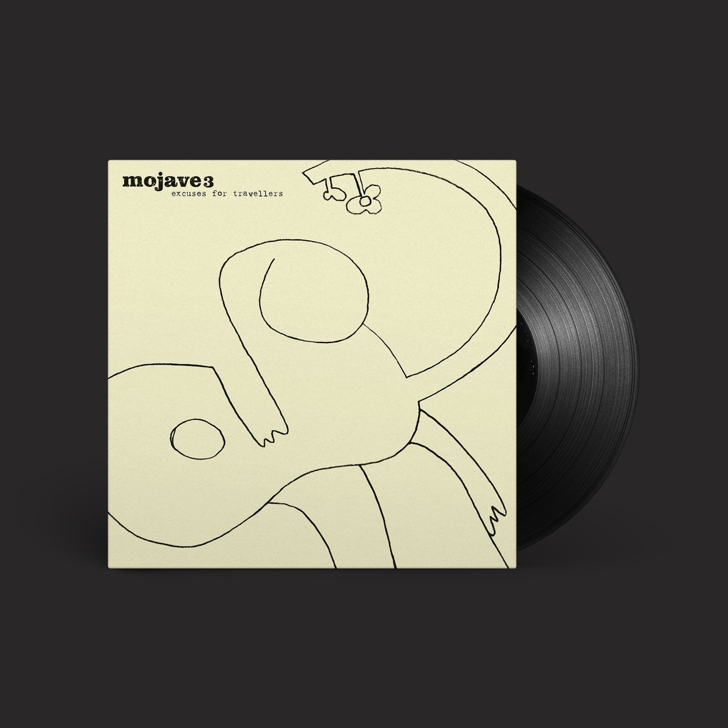 Image of Back Cover of LP - NEW/NEW - MOJAVE 3, Excuses For Travellers (2026 Remaster) (4AD; 4AD0828LP, Europe 2026 Reissue, Black Vinyl), , With the band returning to London to work and live at the famed Fortress studios, Excuses for Travellers was the first of two consecutive albums recorded with the help of friend and electronic artist Mark Van Hoen. Combining the melancholy and stripped-down intimacy of Ask Me Tomorrow and the Laurel Canyon soul of Out of Tune, it finds the band refining their touch to