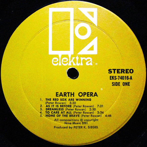 Image of Label Cover of LP - VG/VG - EARTH OPERA, Earth Opera (Elektra; EKS-74016, US 1968, Inside Loading Gatefold Sleeve, Gold Elektra Company Inner, Monarch Pressing), , - 2646218S