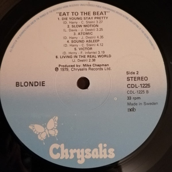 Image of Label Cover of LP - VG/G+ - BLONDIE, Eat To The Beat (Chrysalis; CDL 1225, Scandinavia 1979, Pink Spine Sleeve, Inner), , - 2616280C