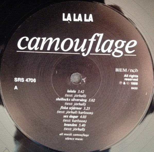 Image of Label Cover of LP - VG/VG - CAMOUFLAGE, La La La (Silence; SRS 4706, Sweden 1988, Inner), Edge Wear., - 2616407C