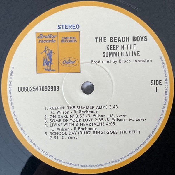Image of Label Cover of LP - NEW/NEW - THE BEACH BOYS, Keepin' The Summer Alive (Brother Records; 00602547092908, Europe 2015 Reissue, Inner), , - 2636161E