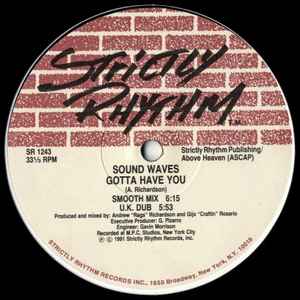 Image of Back Cover of 12" - /VG+ - SOUND WAVES, I Wanna Feel The Music / Gotta Have You (Strictly Rhythm; SR 1243, US 1991), highlighter on label - minor, - 2746054S